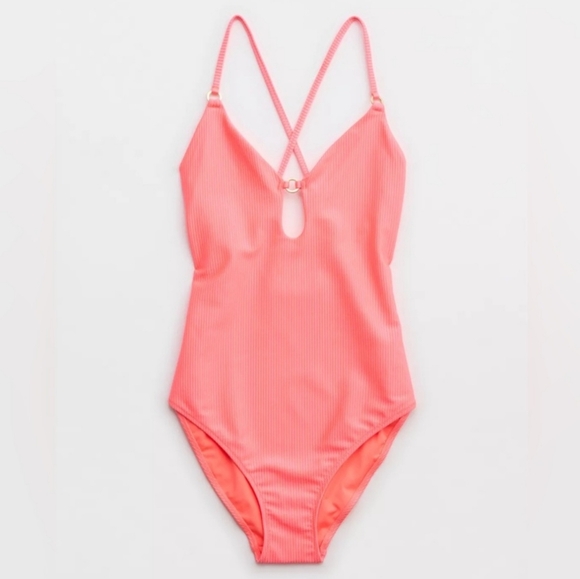 NWT Aerie Shine Rib Cheeky One Piece Swimsuit - Picture 1 of 5